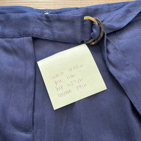 Tommy Bahama Willa Stretch-Linen Pants Navy Blue Trouser Straight Leg 12 Belted - Picture 12 of 12